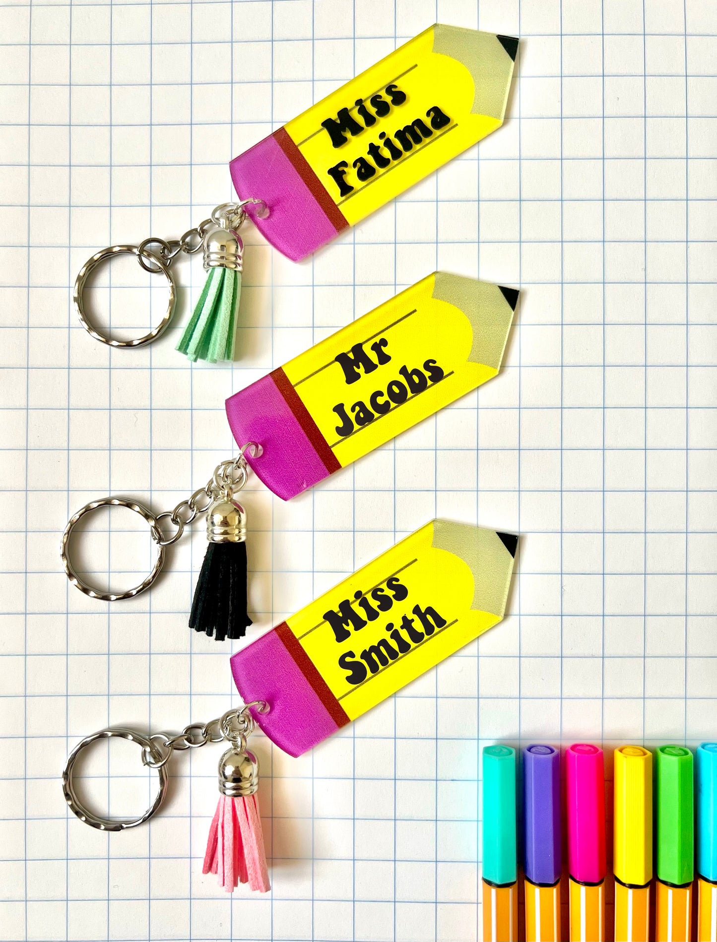 Personalized Pencil Shaped Keychain