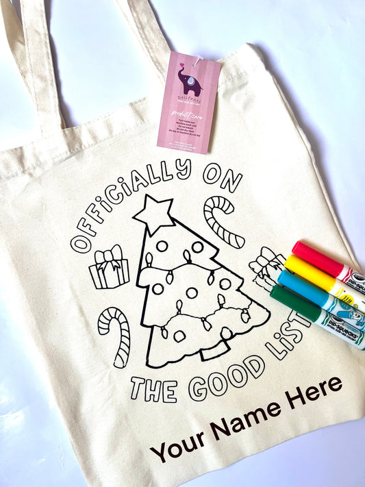 Color Your Own Personalized Christmas Tote Bag