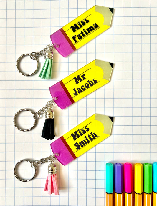 Personalized Pencil Shaped Keychain