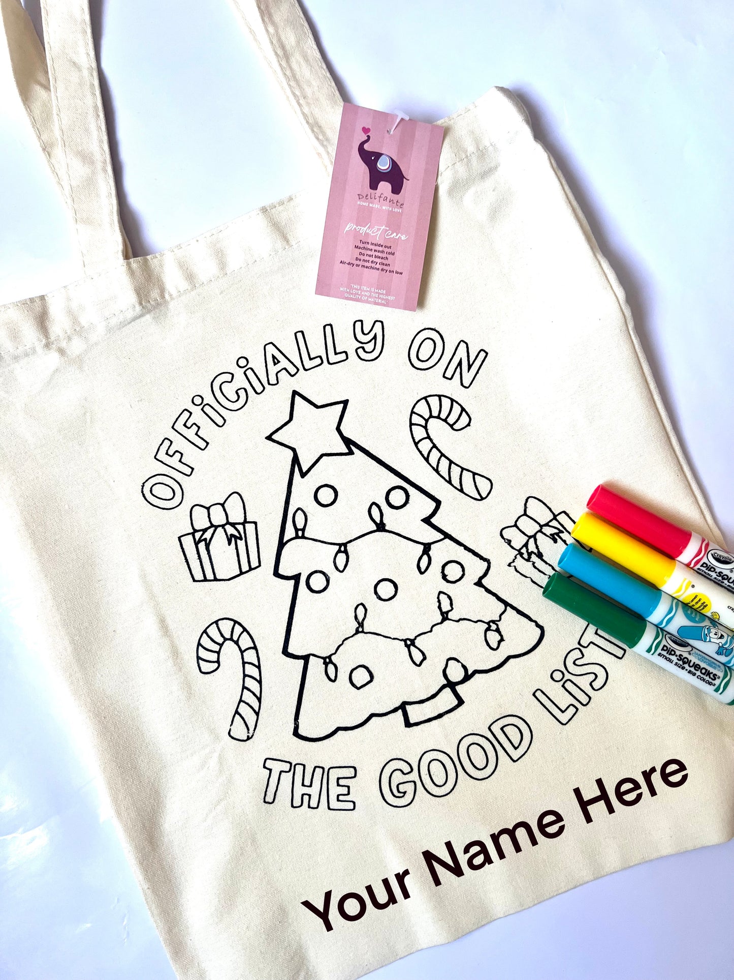 Color Your Own Personalized Christmas Tote Bag