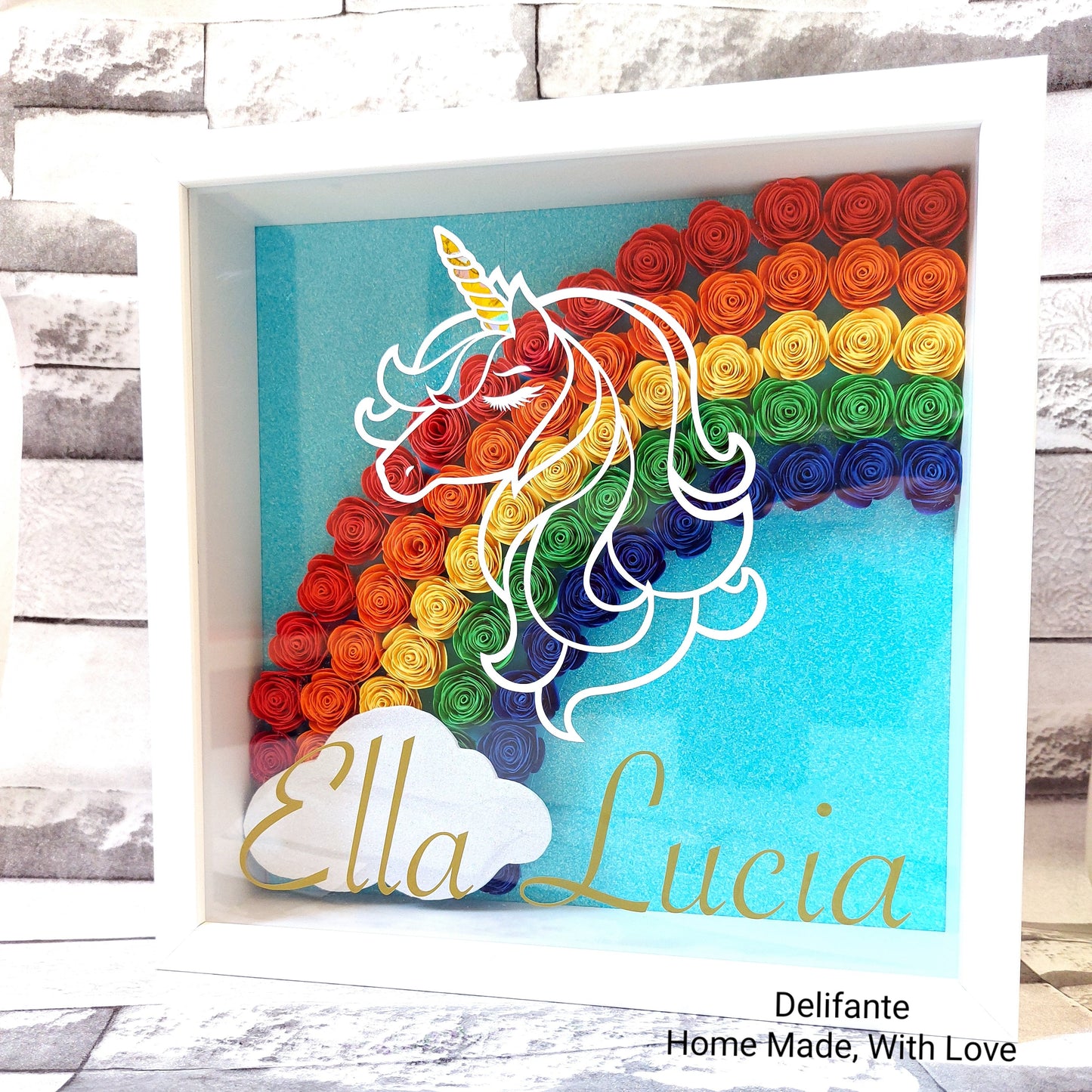 Rainbow & Unicorn Name Customized Frame