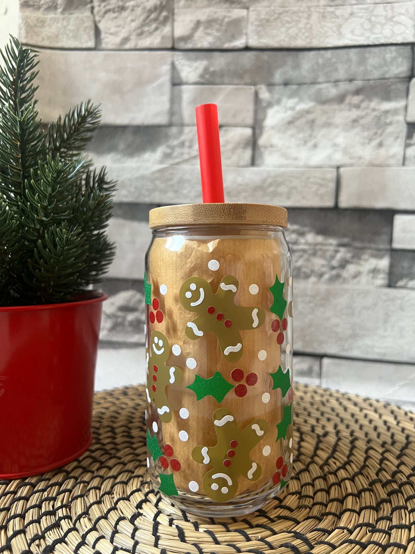 Gingerbread Cookies Christmas Glass Can